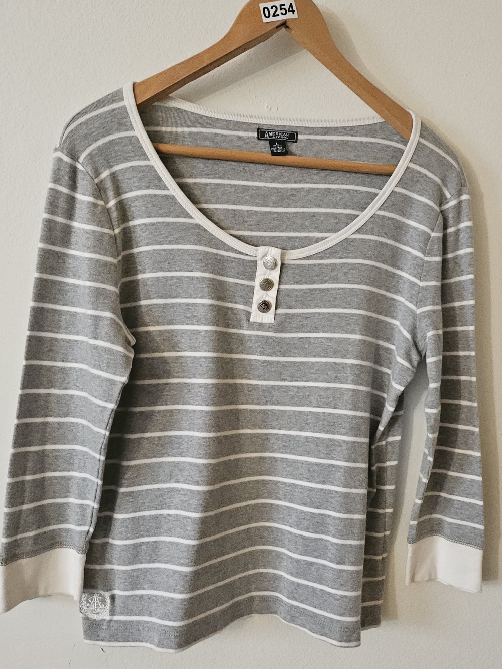 Gray Stripe Henley Top 254